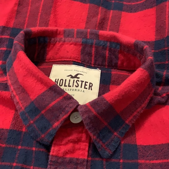 HOLLISTER, Flannel Long Sleeved Top, Red/Black, EXTRA LARGE - Picture 3 of 13